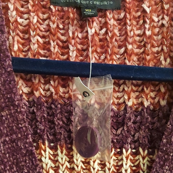 JOSEPH A Chunky Knit Striped V Neck Long Sleeve Button Down Cardigan Sweater - Picture 7 of 11